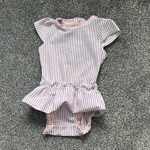 Striped Baby Romper with Ruffle Skirt